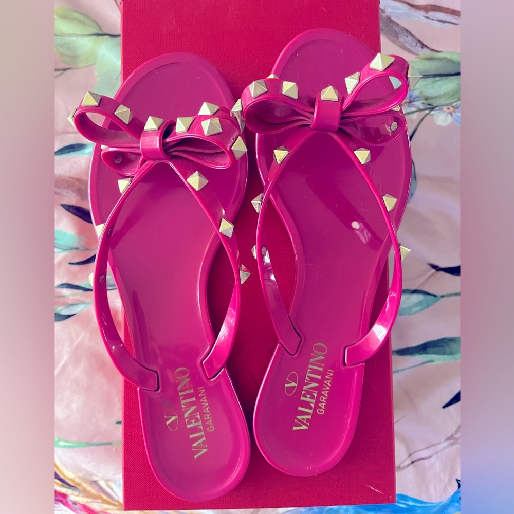 Purple Valentino Rockstud Rubber Slipper